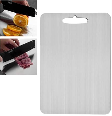 Titan Schneidebrett | 30x46cm Titanium Cutting Board Set | Mehrzweck Doppelseitiges Schneidebrett aus Titan und Edelstahl für Küche