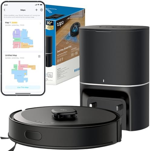 Tapo RV30 Max Plus 5300Pa Robot Vacuum Cleaner with Mop, LiDAR+IMU Dual Navigation, 5300Pa Hyper Suction, Auto-Empty, Robot Hoover, Auto-Charging Robotic Vacuums, Alexa & Google