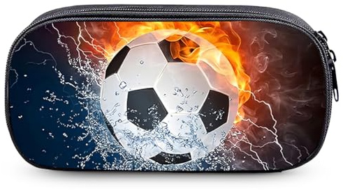 HYMBCFW Estuche de Lápices Fútbol,Estuche para LáPices Tema del Fútbol Impresión Organizador de Lápices Almacenamiento con Cremalleras Gran Capacidad Estuches Organizador de Papelería para Estudiante