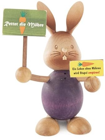 Rudolphs Schatzkiste Osterfigur Stupsi Demonstrant bunt BxHxT 9x12x8,5cm NEU Rebell Wiederständler Protestant Osterhase Osterfigur Hoppel Meister Lampe Osterdeko Osterhasenfigur Ostern Korb Osterei