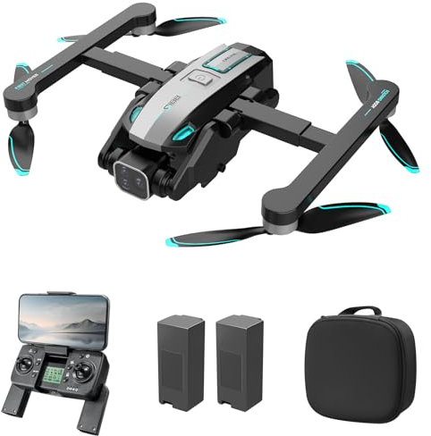 Drone avec camera - S188 GPS drone adulte, Drone RC avec GPS, Double Caméra 8K pour un Vol Stable avec GPS, Flux Optique, évitement D'obstacles, Réglage de la Caméra à 180°, 8 Lumières LED (Noir)