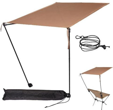 Auvent télescopique pour patio - Parasol de plage de voyage | Accessoires de plage, auvent léger pour patio Auvent télescopique pour patio, parasol pour chaise avec pince réglable - Parasol, Kaki