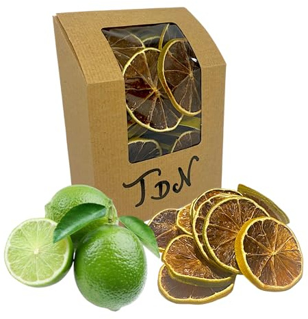 Genérico 50 g – Limones verdes deshidratados/secos, sin aditivos, comestibles, frutas decorativas, caja de cartón con ventana, ideal para cócteles, ginebra, pasteles, platos y decoración del hogar.