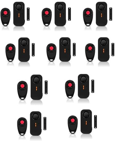 NineLeaf Kabelloser Tür-Alarm mit Fernbedienung, Diebstahlschutz-Fensteralarm, Tür Alarmanlage, Fenster Alarmanlage 108db Super Laut 4 Lautstärkestufen IP66 Wasserdicht, 10Stück