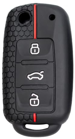 Chaexii VW Autoschlüssel Hülle, 3 Tasten Passat Silikon Schlüsselbox | für Volkswagen Polo Golf 3/4/5/6 Skoda Passat Seat Schlüsselhülle,VW Polo Autoschlüsselschutz
