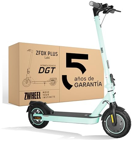 ZWHEEL ZFOX Plus LAKI | Patinete Eléctrico Adultos Homologado DGT (300-600W) - 35km Autonomía & Regeneración al Frenar - Intermitentes, Ruedas Mixtas 10 de Aire - Frenos de Disco y Eléctricos