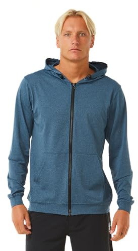 RIP CURL Stack UPF 50 Long Sleeve Zip-up Hooded Rashguard Maglietta Rash Guard, Marina Marina, L Uomo