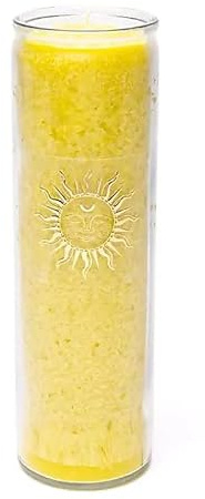 LivuX stearin-ljus sol gul – 21 x 6,5 cm, ca 100 timmars brinntid, handgjord, oparfymerat, hållbart palmvax, veganskt vitalitetsljus för meditation och mindfulness 1251