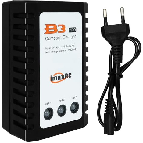 Tosiicop B3 Lipo Ladegerät - Lipo Akku Charger 10W für 2S 3S Akkus (7.4V, 11.1Volt) RC Car Balancer Ladegerät mit XH3P und XH4P Stecker für RC Auto Drone Boat Airplane Monstertruck Quadcopter Airsoft