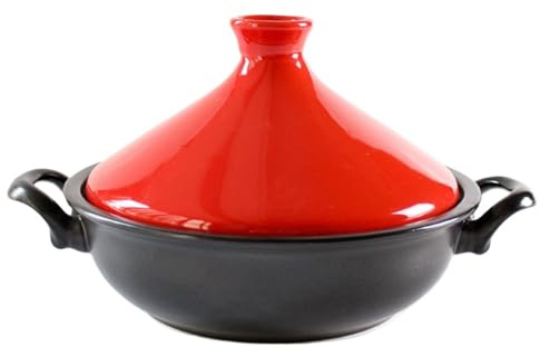 SXTYYH Traditionnel En Céramique D'argile Tajine Marocain for La Cuisson Avec Couvercle Conique Et Deux Poignées Plat Tajine for Cuisson Lente, Ragoûts(Rouge)