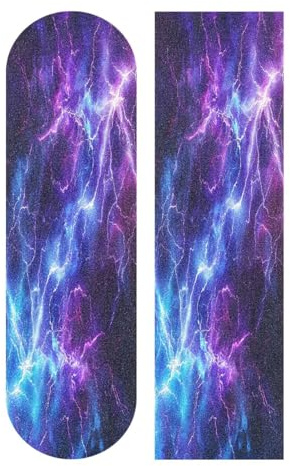 Mnsruu Skateboard-Griptape mit Blitz, Strom, Kreuz, Lightning, Longboards, Anti-Rutsch, Scooter-Griptape, Sandpapier-Aufkleber, 22,9 x 83,8 cm, Blau / Lila