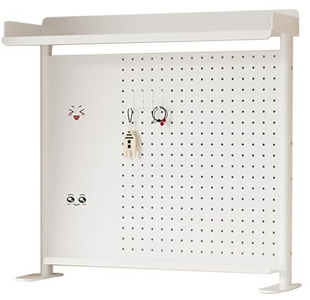 XUZAOJUN Panneau Perforé en Métal Blanc, Support De Bureau for Panneau Perforé, Contreplaqué De Bureau, Panneau Perforé for Étagère De Bureau, Étagère De Bureau(Clip,25.2x25.6in)