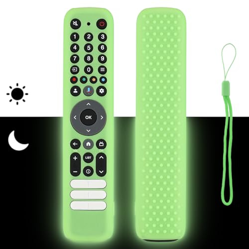 Funda para Mando a Distancia de Silicona Compatible con TCL RC833 GUB1 TV Mando a Distancia Cubierta Protectora a Prueba de Choques con Cordón (Verde Fluorescente)