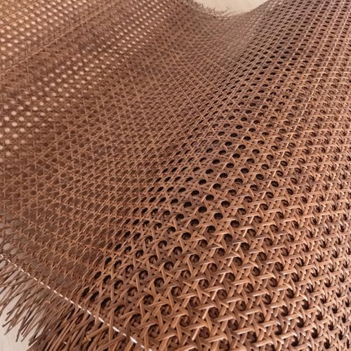45cm de Ancho, Rejilla Rollo Mimbre para Muebles, Plástico Sintetico Rollo de Ratan por Metros, Correas de Tela Ratán, Cinta de Caña Tejida para Silla Cesta Bricolaje Marrón(45x600cm)