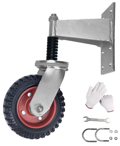 Ruedas De Puerta Pesadas Con Resortes Amortiguadores,Ruedas Para Puertas De Cercas,360° Rueda Giratoria Para Portón Con Freno,Capacidad De 250 Kg,Para Puertas De Madera y Metal,Cercas(8 pulgadas)