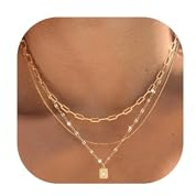 RIXERKOC Lot de 3 chaînes empilables en or pour femme - Collier ras du cou plaqué or 14 carats - Cadeau pour femme et fille