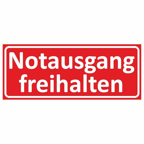KIWISTAR UG - Notausgang freihalten Schild - 15x10 cm rot weiß - graviert - Schilder selbstklebend - aus 1,4mm Plastik - für Post, Klingel, Paketbriefkasten, Packet Box, Hinweisschilder