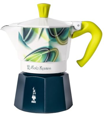 Bialetti Moka Express Lot de 3 tasses (130 ml) MICO, édition spéciale Milano Cortina 2026, cafetière en aluminium, ne convient pas à l'induction, poignée ergonomique anti-brûlure