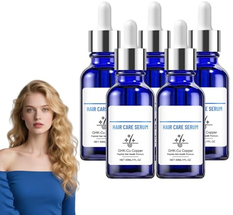 Suero capilar con péptidos - loción de apoyo folicular avanzado - suero para el cuero cabelludo con péptidos de cobre, nutre el cuero cabelludo y favorece un cabello sano, no graso (5 botellas)