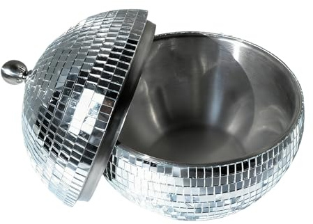 Refroidisseurs de boissons à billes en miroir réfléchissant Seau à glace pour cocktails, fêtes, barbecues, anniversaires, rassemblements de vacances Refroidisseurs de bière et de vin réfléchissants