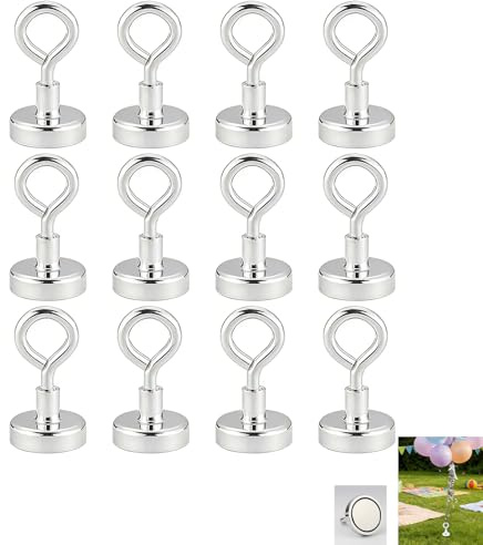12 Pcs Balloon Weights, Helium Balloon Weights, Sliver Reusable Magnetic Balloon Anchors with Extra Strong Magnet, 4kg Max Load Balloon Weight Holders for Wedding Birthday Party, Elegant Accessories