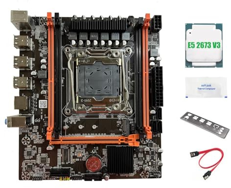 YRREATY Placa Base X99E + CPU E5 2673 V3 + Soporte de Grasa Térmica 4 RAM DDR4 RECC Tarjeta LAN Gigabit PCIEX16 NVMe Placa Base de Escritorio