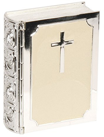 Juliana CG225 Boîte à bijoux argentée en résine époxy crème pour baptême, confirmation, première communion