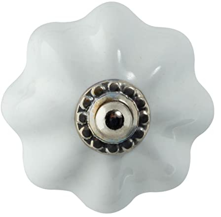 Nicola Spring Ceramic Cupboard Drawer Knobs - Solid Vintage Design - White - Pack of 6