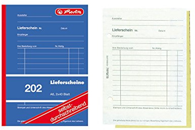 Herlitz 883553 2 x 40 Pages Carbonless Delivery Note Book A6, Pack of 5)