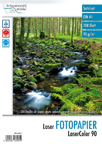 Schwarzwald Mühle Fotopapier Laserdrucker: LaserColor 90 90 g/m² A4 200 Blatt (Fotopapier Laser, Laserfotopapier, Brother)