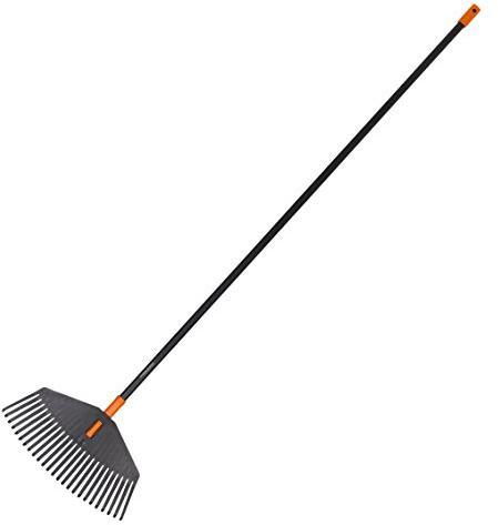 Fiskars Laubbesen, 25 Zinken, Länge: 170 cm, Breite: 41,5 cm, Kunststoff-Zinken/Aluminium-Stiel, Schwarz/Orange, M, Solid, 1003464
