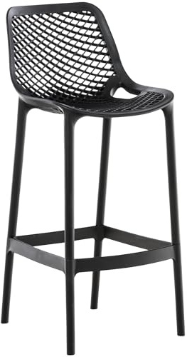 CLP Taburete de jardín Resistente al Clima Air, Silla de jardín con Respaldo, Taburete de Barra Resistente a UV de plástico fácil de cuidar, Color:Negro