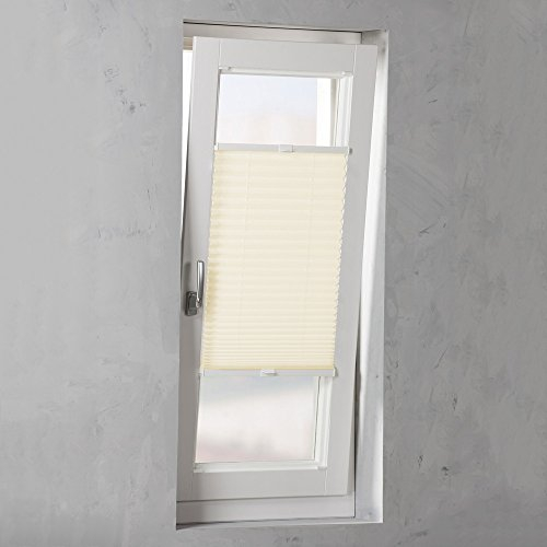 Easy-Shadow - Hochwertiges Plissee verspannt Faltstore in der Farbe creme / Breite 37 cm x Höhe 190 cm / 37x190 cm - Montage im Rahmen in der Glasleiste / Maßanfertigung