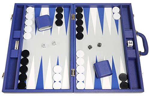 48 x 64 cm Premium Backgammon Set - Indigo Blau