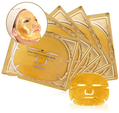 Revitale 24K Gold Face Mask (5 Pack) - Hydrating & Nourishing Sheet with Collagen and Natural Extracts for Radiant, Moisturised Skin