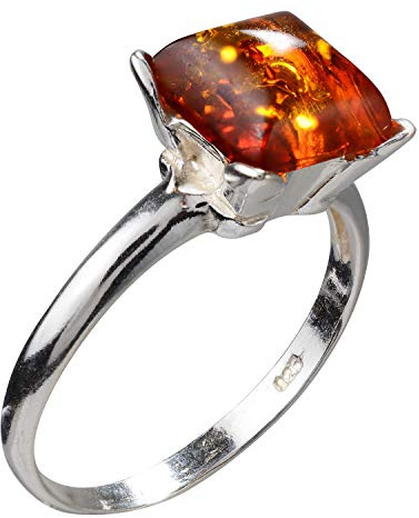 Sterling Silver and Baltic Honey Amber Square Ring Nelda (7)