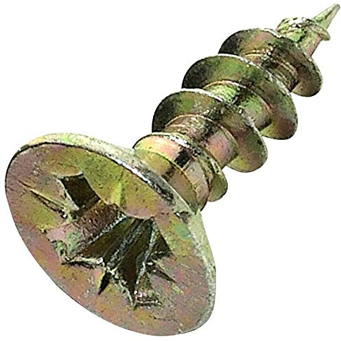 AERZETIX C45149 Vis à Bois Ø3.5x12mm Tête Fraisée Pozidriv | Lot de 100, Acier Laitonné Métal, Empreinte Cruciforme, Couleur Laitonné