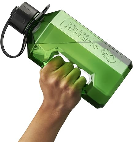 Alpha Designs 1.6 Litre Large Gym Water Bottle Drinks Water Jug - Green | Big Plastic Jug Water Bottle with Handle for Gym and Travel. Leak Proof Water Bottle with Screw Cap. Reusable and BPA Free.