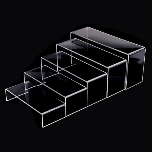 PH PandaHall 5 Größen Großes Klares Acryl-Display Riser, Transparente Dekorationen Regal Vitrine Schmuck Display Ständer für Pop-Figuren Tischdekoration Cupcake Süßigkeiten-Display