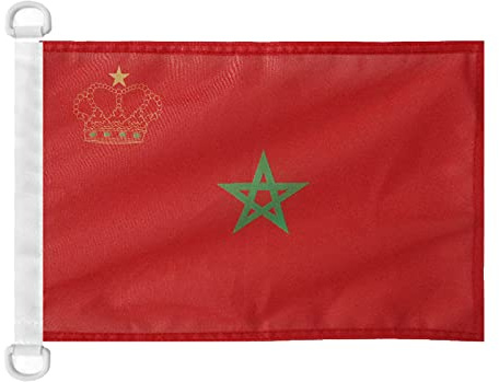 AZ FLAG Bandera Náutica Pabellón civil Marruecos 45x30 cm Anillas Plástico | Uso exterior y náutico Enseña náutica marroquí resistente a la intemperie con costuras dobles y bordes reforzados