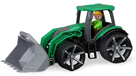 Lena 04537 - TRUXX² Traktor mit Frontschaufel, Nutzfahrzeug ca. 34 cm, robuster Trecker mit Schaufel und vollbeweglicher Spielfigur, für Kinder ab 2 Jahre, Spielfahrzeug grün/schwarz