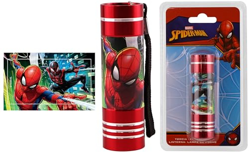 HOVUK Spiderman Lampe de poche pour enfants 8,7 cm, super lumineuse à 9 LED, veilleuse pour voyage, randonnée, plein air, cadeau de Noël pour garçons 3 ans et plus (rouge)