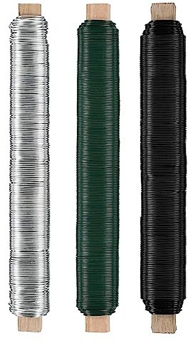 Nordstern Blumendraht Basteldraht Grün/Silber/Schwarz 3er Pack - Wickeldraht Ø 0,65 mm x 38 m
