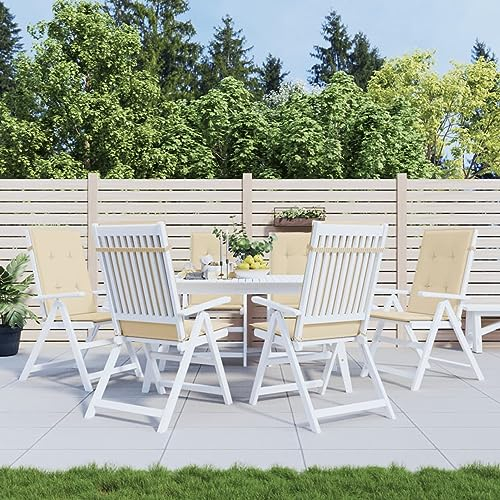 heybb Gartenstuhlauflagen für Hochlehner 6Stk. Beige 120x50x3cm Stoff Liegestuhl Auflage Gartenstuhlauflagen
