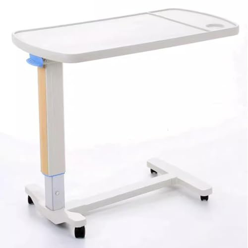 KADEUX Mobiler Pflegebett Beistelltisch C-förmiger Pflegetisch Auf Rollen, 71-101cm Höhenverstellbar Betttisch Für Sofa Bett, Metallgestell, ABS PC Tisch
