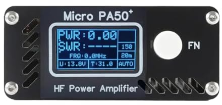Kliplinc 1 Set Schwarz PA50+ (PA50 Plus) 50W 3,5MHz-28,5MHz 1,3-OLED-Bildschirm Intelligenter Kurzwellen-HF-Leistungsverst?rker-Bausatz SWR-Meter-Filter