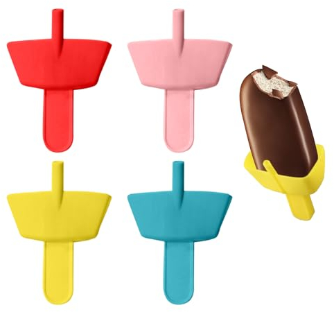 Juego de 4 estantes para helados con forma de helado, soporte para helado con pajita