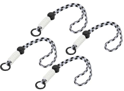 PATIKIL Llavero con Cordón de Cuerda de Paracaídas 4 Piezas Llavero para Teléfono Celular Correa Trenzada con Resorte Anillo para Colgar Llave Diseño Ondulado Negro Blanco