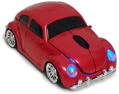 WUQIDA Wireless Car Mouse, Funny Car Shaped Mouse 2.4GHz Optical Wireless Mice for Computer PC Notebook Laptop (Red)