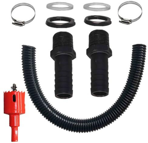 Kit de jonction efficace pour tonneau de pluie avec connecteur de 2,5 cm et tuyau de 100 cm pour étendre votre système de collecte d'eau